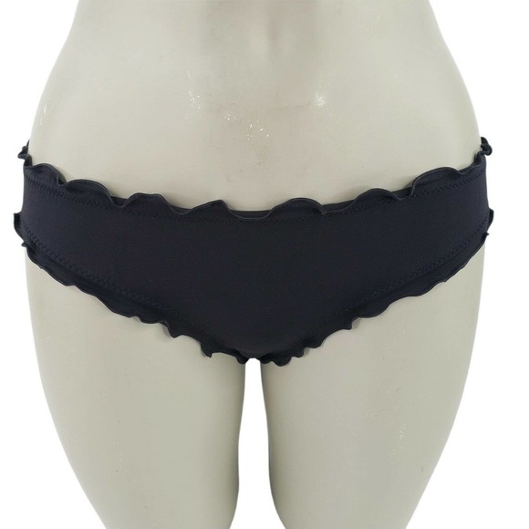 Extra Cheeky Bikini Bottom Womens 4/6 Black Low Coverage Ruched Shirred - Picture 2 of 12